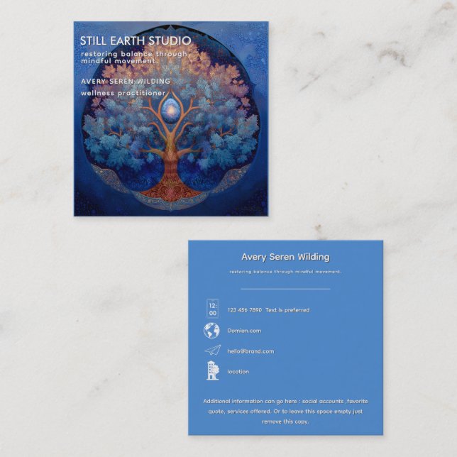 Gentle Radiance | Tree of Life B&B Quadratische Visitenkarte (Vorne/Hinten)