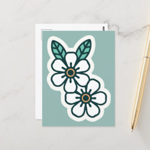 Gentle Simple Fun Rustic Floral Postcard Postkarte