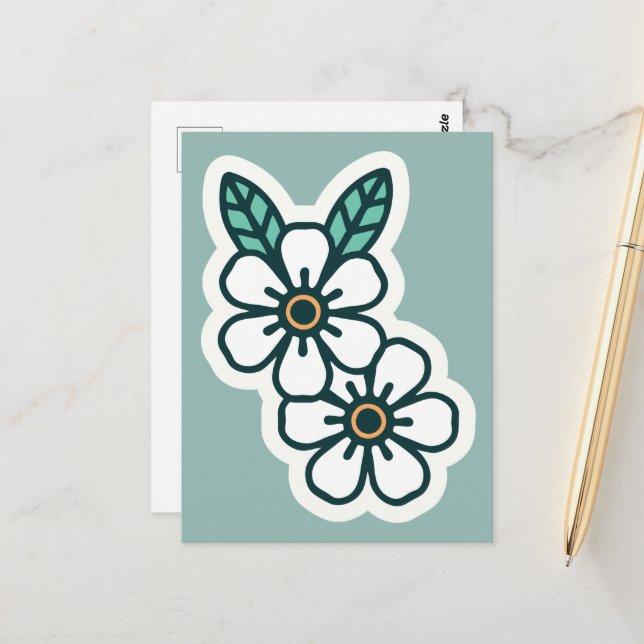 Gentle Simple Fun Rustic Floral Postcard Postkarte (Vorderseite/Rückseite Beispiel)