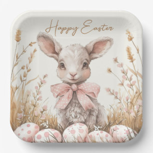 Gentle Spring Lamb & Pastel Easter Egg Hunt Pappteller
