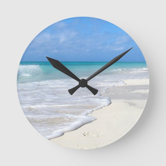 Gentle Surf White Sands Runde Wanduhr (Vorderseite)