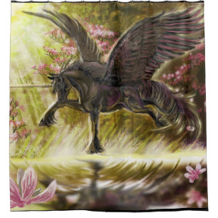 Gentle Touch~winged unicorn Duschvorhang