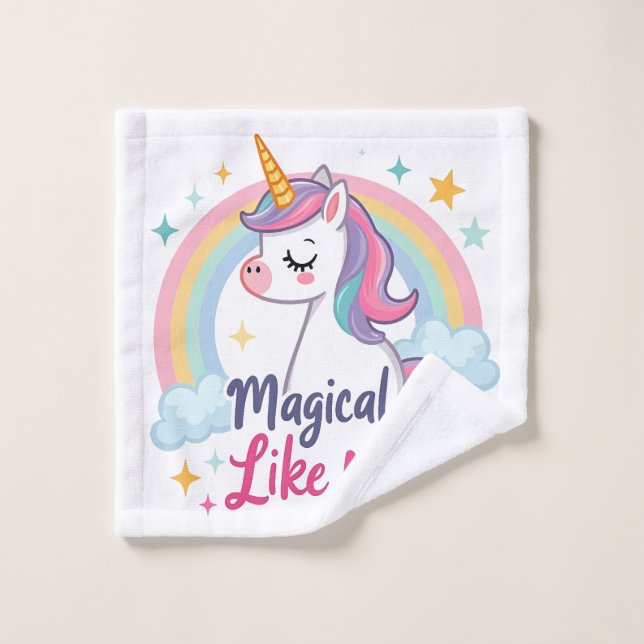 Gentle Unicorn mit Regenbogen Waschlappen (Waschlappen)