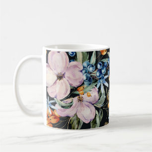 Gentle Watercolor: Rosa Blumenberries Kaffeetasse