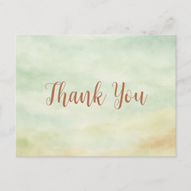 Gentle Watercolor Wash Vielen Dank Postkarte (Vorderseite)