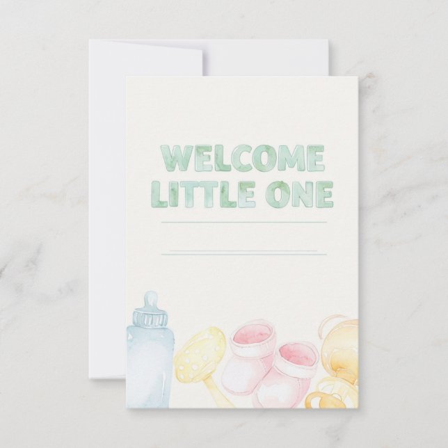 Gentle Watercolor Willkommen Kleine Kinderdusche Karte (Vorderseite)