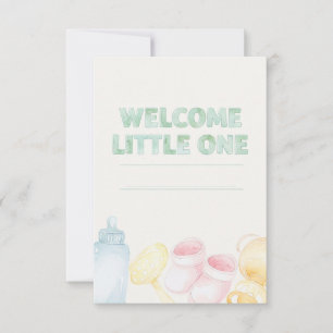 Gentle Watercolor Willkommen Kleine Kinderdusche Karte