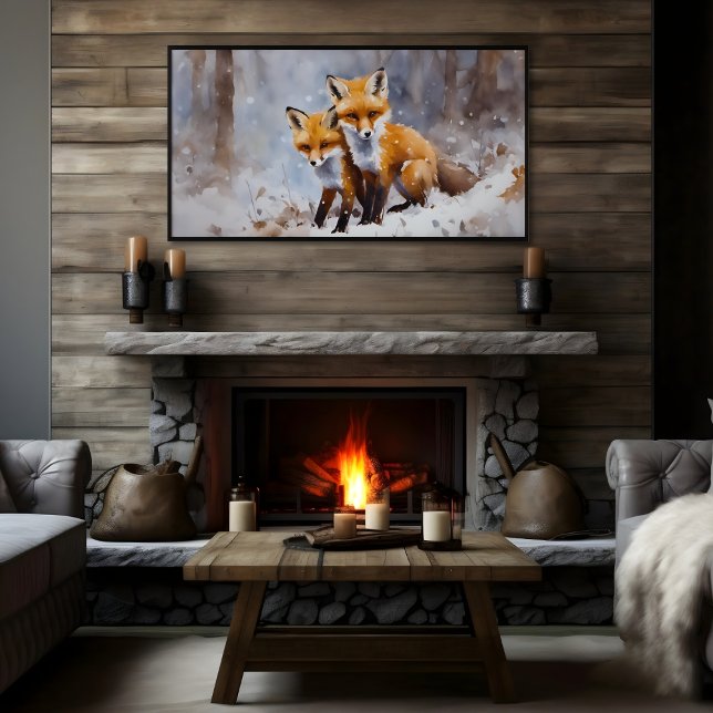 Gentle Winter Foxes Print | Samsung Frame TV Art Poster (Von Creator hochgeladen)
