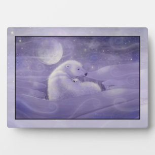 Gentle Winter Polar Bear and Cub Plaque Fotoplatte