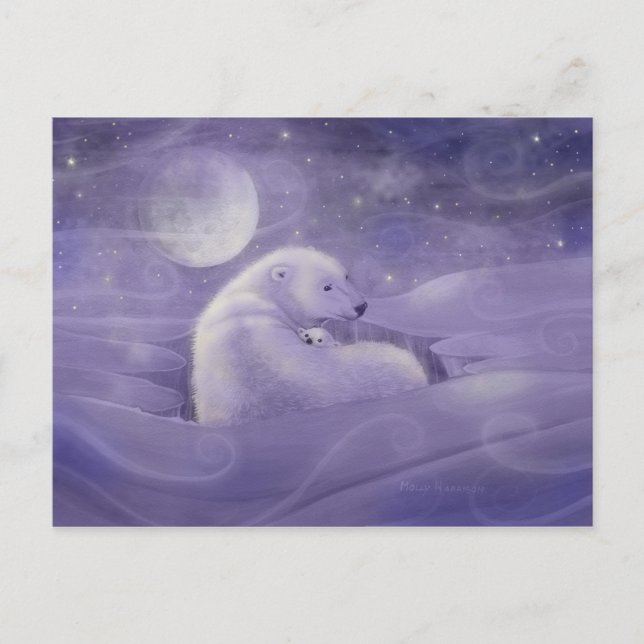 Gentle Winter Polar Bear Postcard Postkarte (Vorderseite)