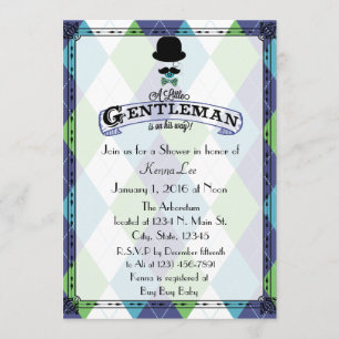Gentleman Baby Dusche Raute Einladung