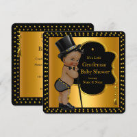 Gentleman Baby Shower Boy Tophat Cane Ethnic