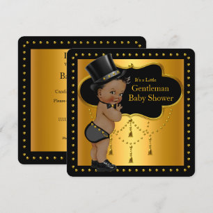 Gentleman Baby Shower Süßer Junge Zylinder Ethnisc Einladung