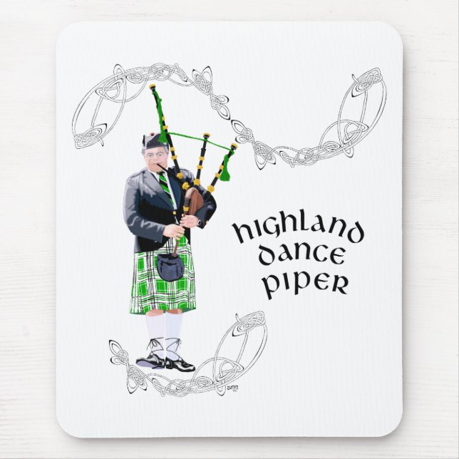 Gentleman Bagpiper in Green Kilt Mousepad (Vorne)