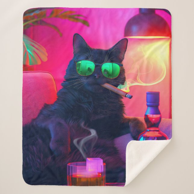 Gentleman Cat Drinking Whiskey | Funny Bar Sherpadecke (Vorderseite)