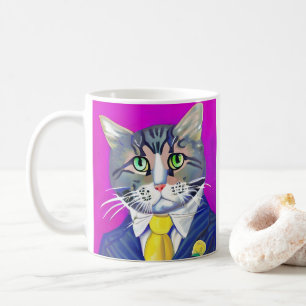 Gentleman Cat in einem Anzug und Krawatte Kaffeetasse