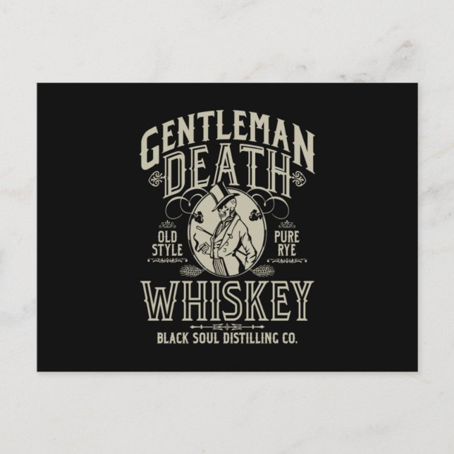 Gentleman Death Old Style Pure Rye Whiskey Postkarte (Vorderseite)
