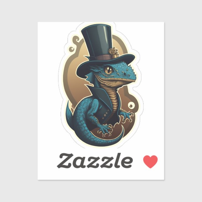 Gentleman Dragon in einem Top Hat Aufkleber (Blatt)