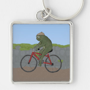 Gentleman Frog auf einem Fahrrad-Schlüsselanhänger Schlüsselanhänger
