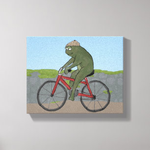 Gentleman Frog auf einem fahrradgepanzerten Canvas Leinwanddruck