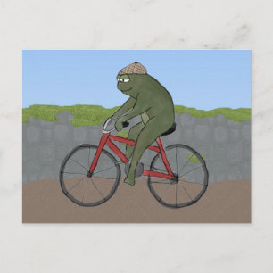 Gentleman Frog on a Bicycle Postcard Postkarte
