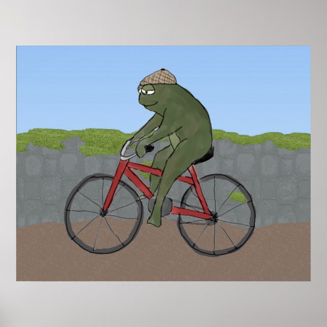 Gentleman Frog on a Bicycle Poster Print (Vorne)