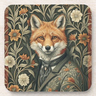Gentleman Fuchs in Abendgarderobe Vintage Waldland Getränkeuntersetzer