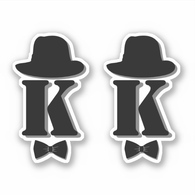 Gentleman hat bosblau ombre name initial monogramm aufkleber (Vorderseite)