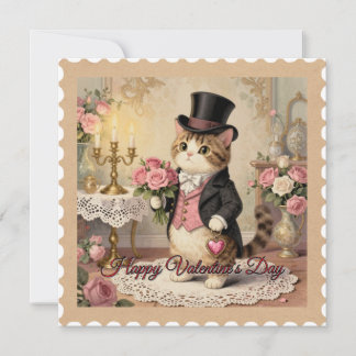 Gentleman Hat Cat – Vintage Valentine’s Day Card Feiertagskarte