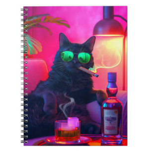 Gentleman Kat trinkt Whiskey   Lustige Bar Notizblock