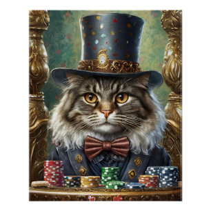 Gentleman Kitty, Extravagante Katze, die Poker spi Poster