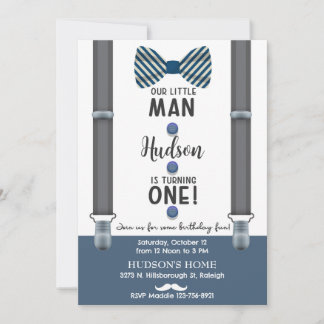 Gentleman little man boy birthday invite. einladung