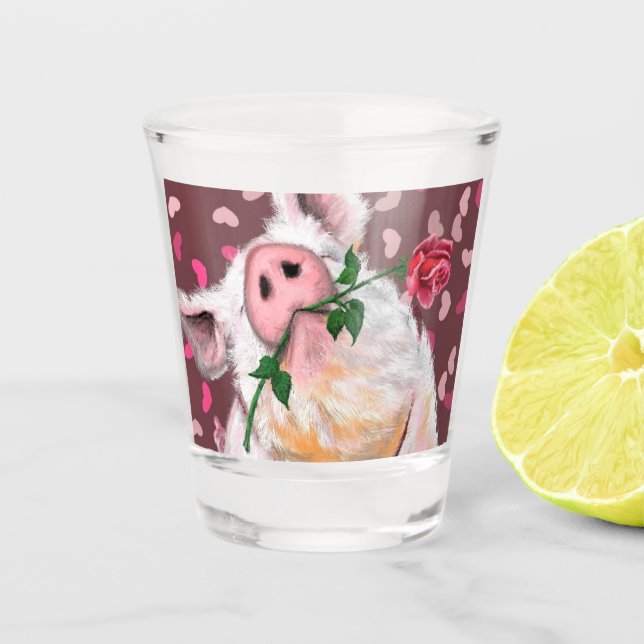 Gentleman Pig - Romantik - Funny Schnapsglas (Vorderseite)