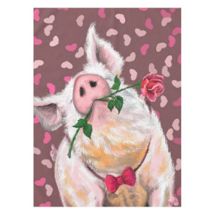 Gentleman Pig Tablecloth Romantic Funny Tischdecke