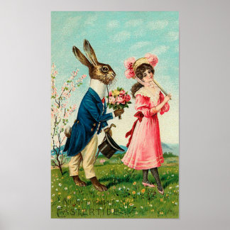 Gentleman Rabbit Courting Lady zu Ostern Poster