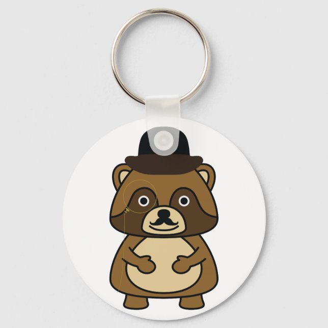 Gentleman Racoon Schlüsselanhänger (Vorderseite)