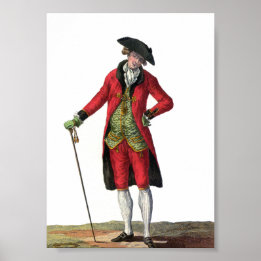 Gentleman Red Anzug French Fashion Design Zeichnen Poster