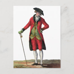 Gentleman Red Anzug French Fashion Design Zeichnen Postkarte