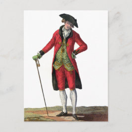 Gentleman Red Anzug French Fashion Design Zeichnen Postkarte