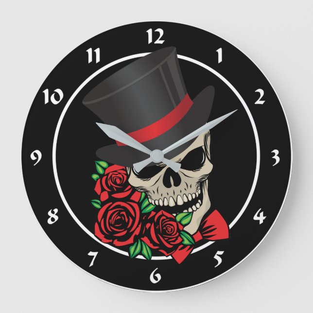 Gentleman Skull Große Wanduhr (Vorderseite)