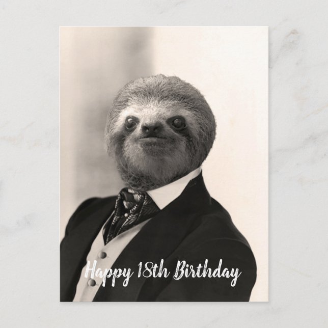 Gentleman Sloth Birthday Card Postkarte (Vorderseite)