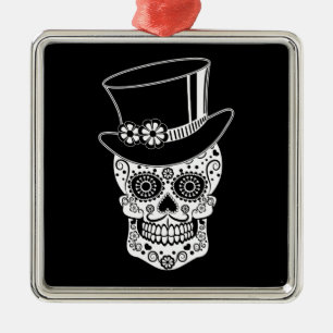 Gentleman Sugar Skull Silbernes Ornament