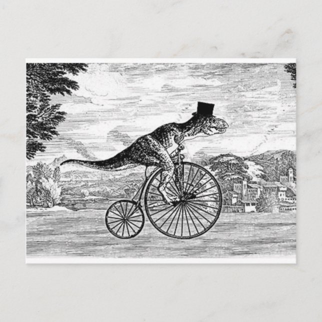 Gentleman T-Rex's Sunday Ride Postkarte (Vorderseite)