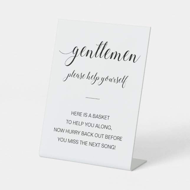 Gentlemen Bathroom Basket Elegant Wedding Sockelschild (Vorderseite)