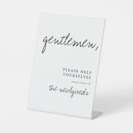 Gentlemen Modern Wedding Bad Basket Zeichen Sockelschild