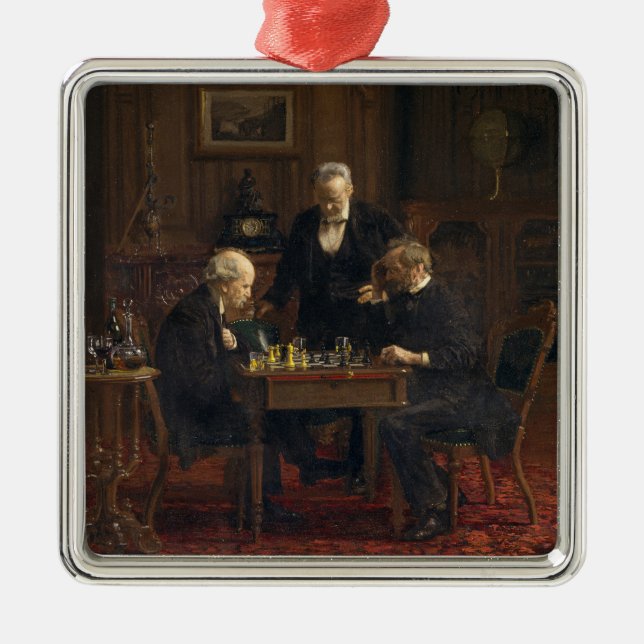 Gentlemen Playing a Game of Schach (Thomas Eakins) Ornament Aus Metall (Vorne)