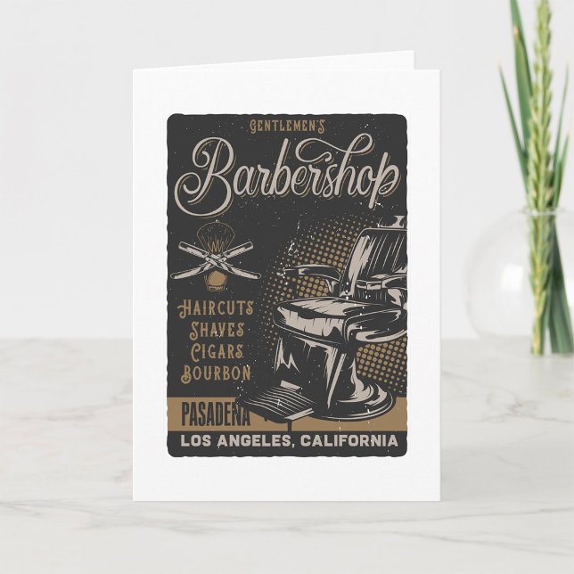 Gentlemen’s Barbershop Retro Haircuts Shaves Karte (Von Creator hochgeladen)