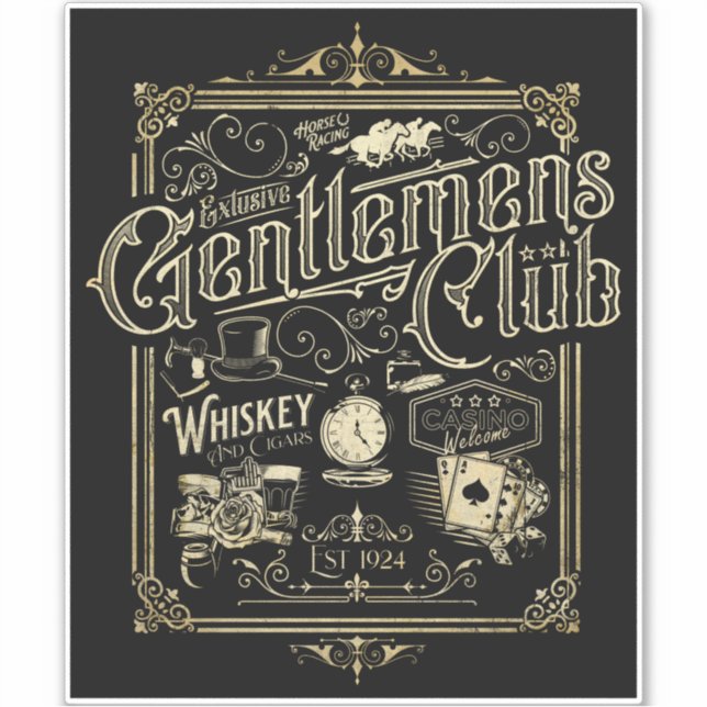 Gentlemen's Club Retro Aufkleber (Vorderseite)