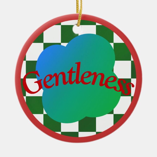 Gentleness Zitat Klassische rot/grüne Typografie Keramik Ornament (Vorne)