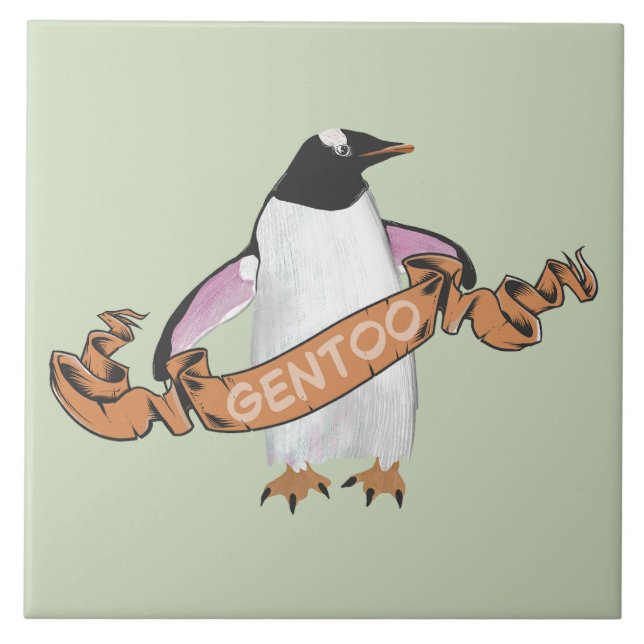 Gentoo penguin fliese (Vorderseite)